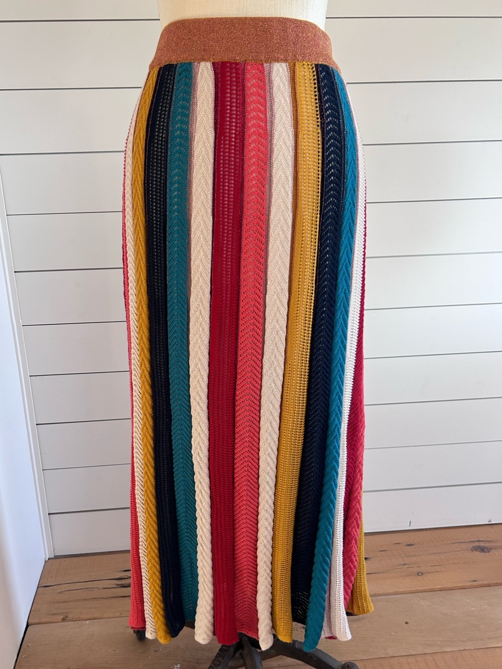 Multicolor Striped Knit Maxi Skirt - Women's